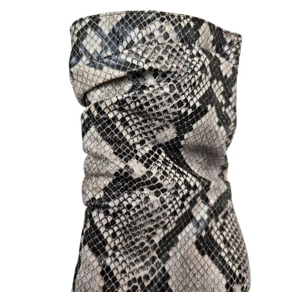 Olivia Ferguson Liana Snake Print Pointed Toe Ruched Heeled Boots Sz 7.5 - Picture 6 of 10